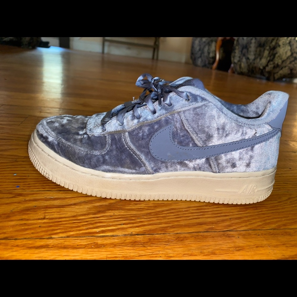 Blue velvet Air Force 1 shoes